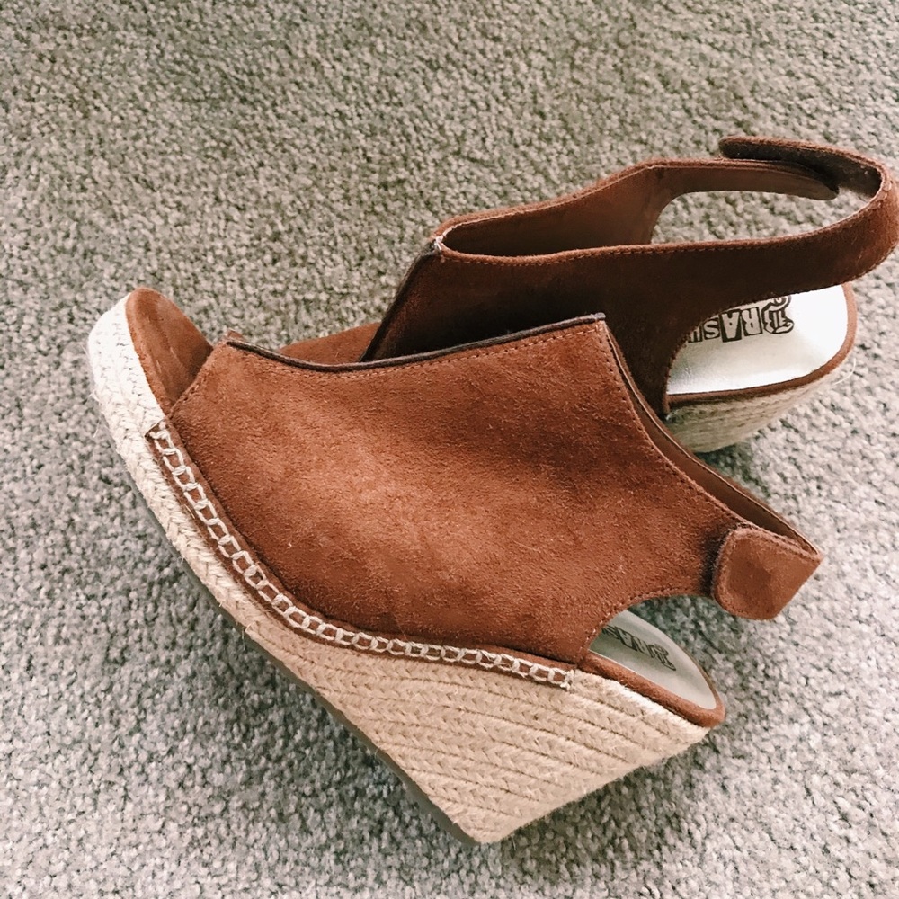 Brand New Wedge Shoes. Worn twice.  Brown suede.